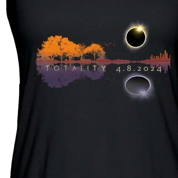 America Totality Reflections 4 8 24 Sun Eclipse Ladies Essential Flowy Tank