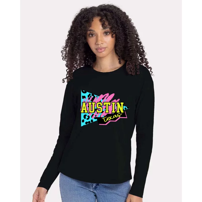 Austin Texas Retro 90s Womens Cotton Relaxed Long Sleeve T-Shirt