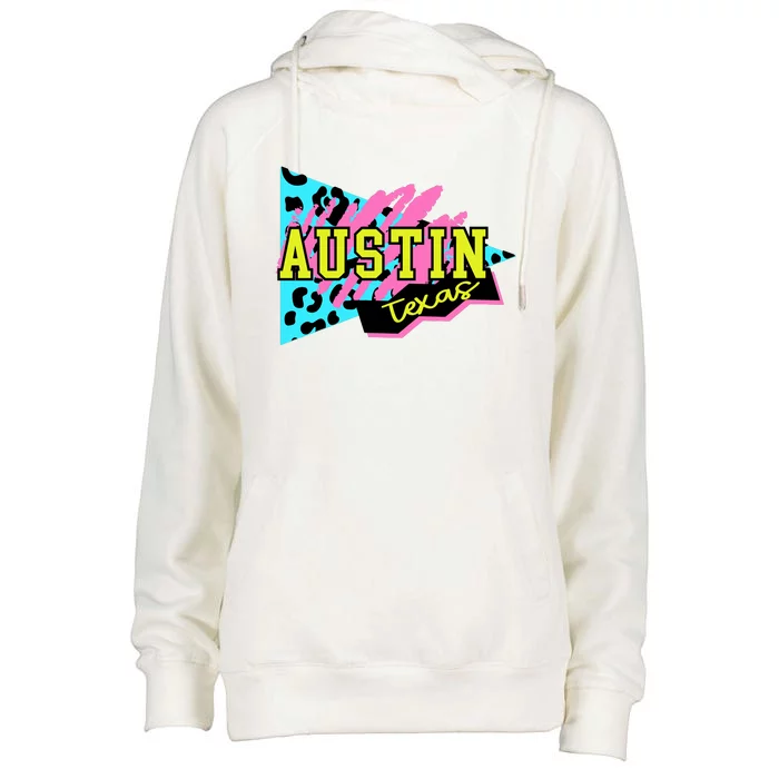 Austin Texas Retro 90s Womens Funnel Neck Pullover Hood