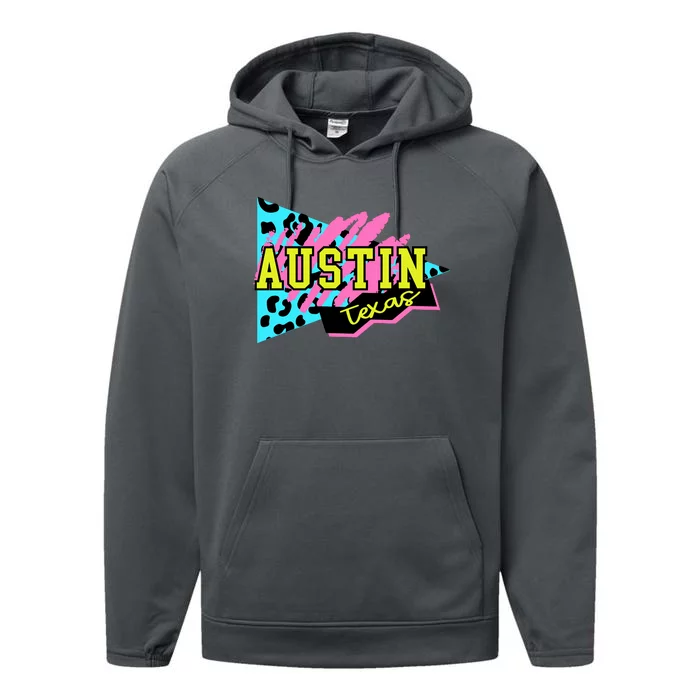 Austin Texas Retro 90s Performance Fleece Hoodie