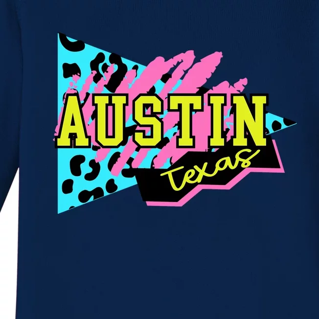 Austin Texas Retro 90s Baby Long Sleeve Bodysuit