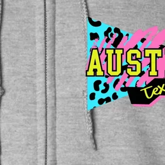 Austin Texas Retro 90s Full Zip Hoodie