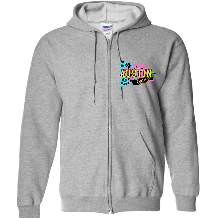 Austin Texas Retro 90s Full Zip Hoodie