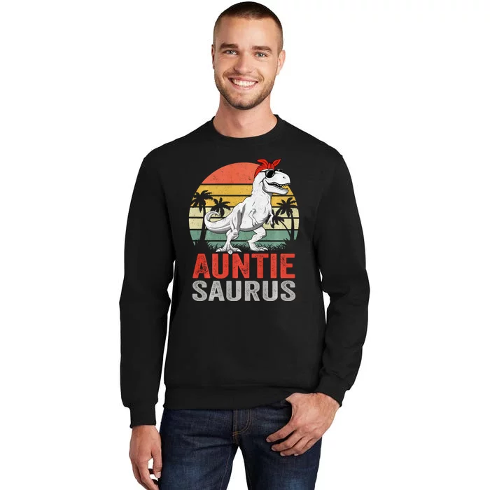 Auntiesaurus T Rex Dinosaur Auntie Saurus Family Matching Long Sleeve Sweatshirt