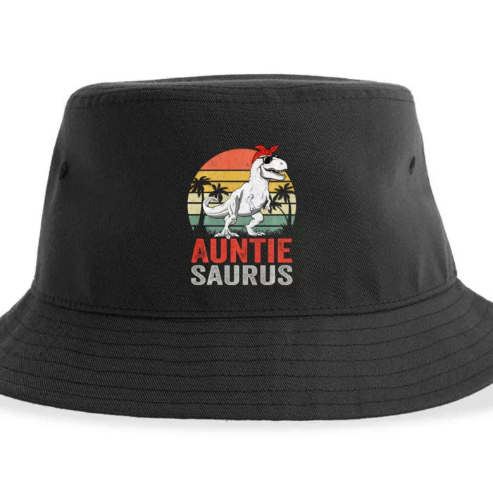 Auntiesaurus T Rex Dinosaur Auntie Saurus Family Matching Long Sleeve Sustainable Bucket Hat