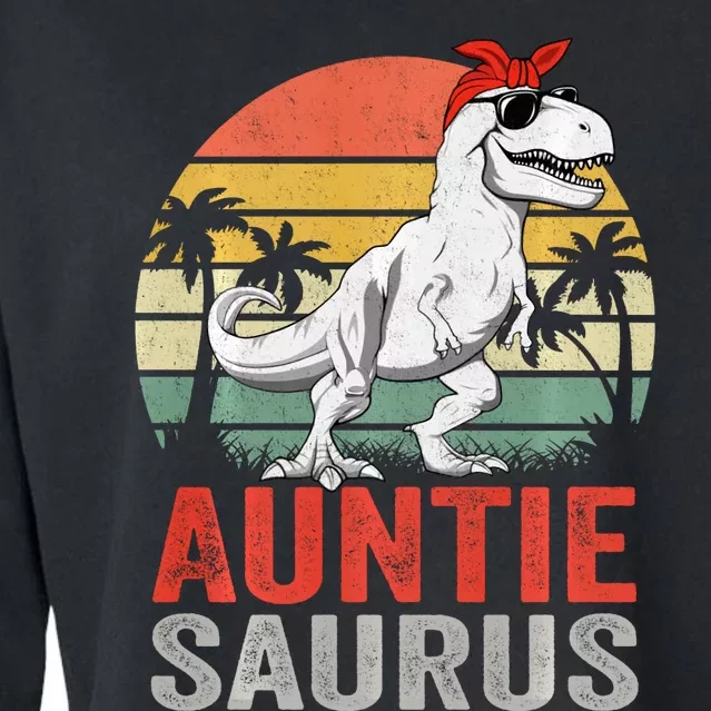 Auntiesaurus T Rex Dinosaur Auntie Saurus Family Matching Long Sleeve Cropped Pullover Crew