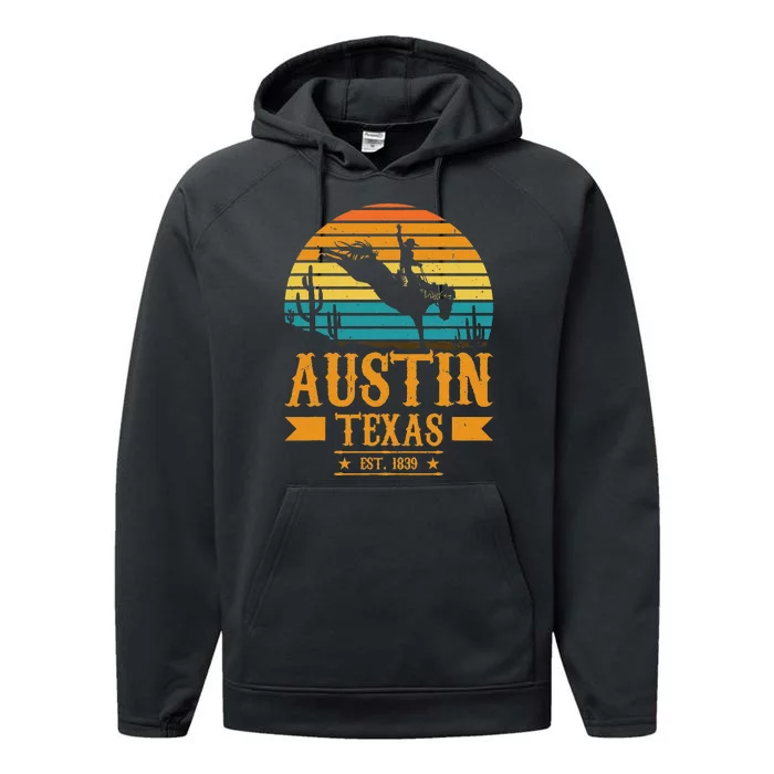 Austin Texas Rodeo Rider Horse Austin Souvenir Texas Performance Fleece Hoodie