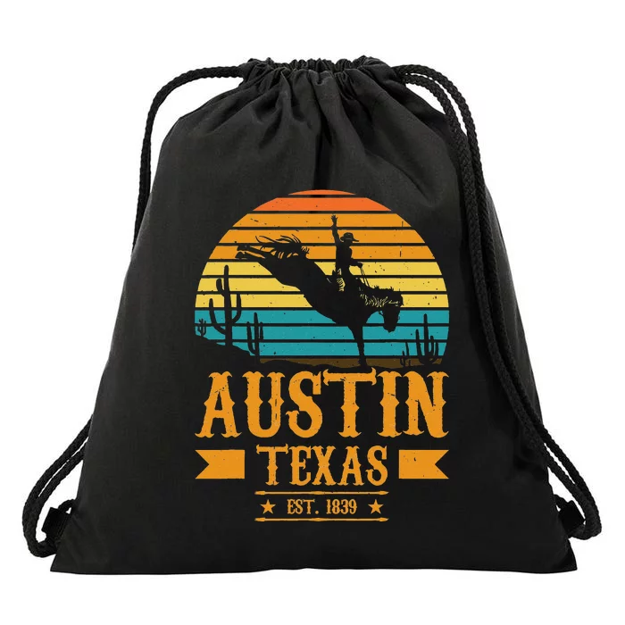 Austin Texas Rodeo Rider Horse Austin Souvenir Texas Drawstring Bag