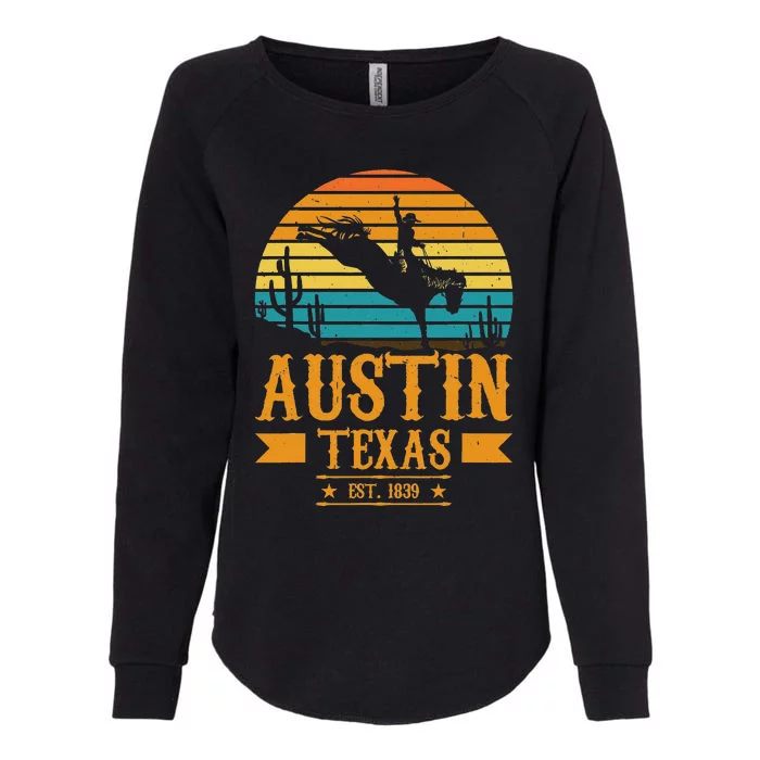 Austin Texas Rodeo Rider Horse Austin Souvenir Texas Womens California Wash Sweatshirt