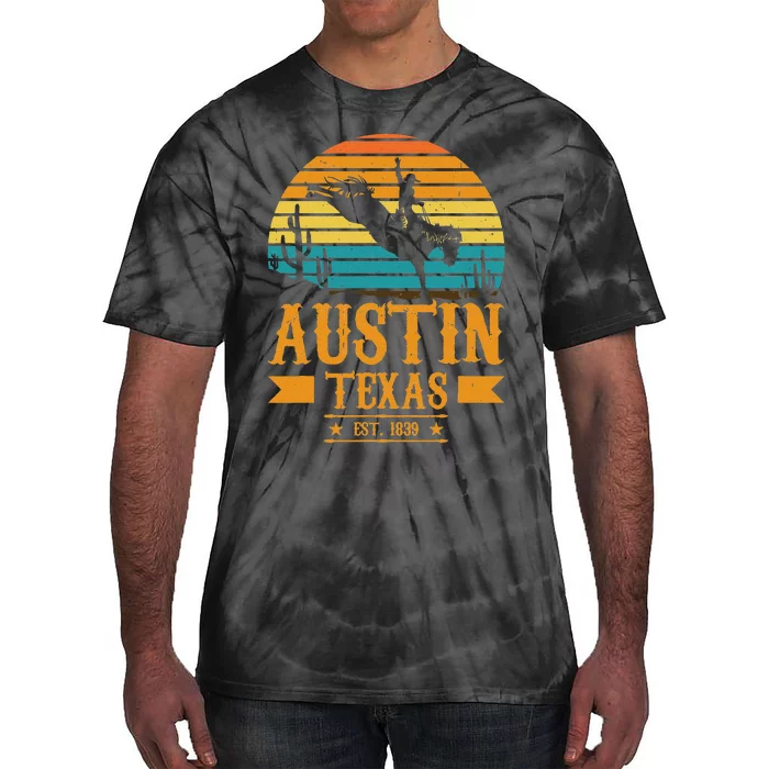 Austin Texas Rodeo Rider Horse Austin Souvenir Texas Tie-Dye T-Shirt