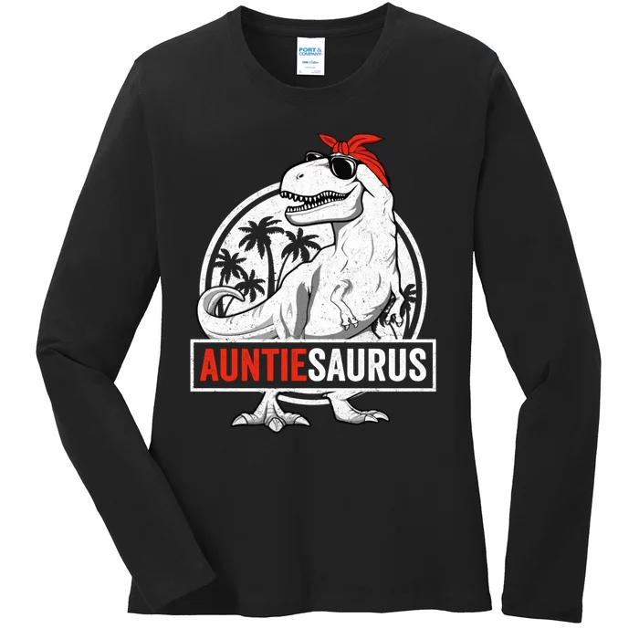 Auntiesaurus T Rex Dinosaur Auntie Saurus Family Matching Hoodie Ladies Long Sleeve Shirt