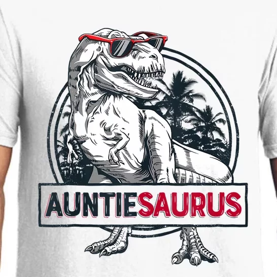 Auntiesaurus T Rex Dinosaur Auntie Saurus Family Matching Tank Top Pajama Set