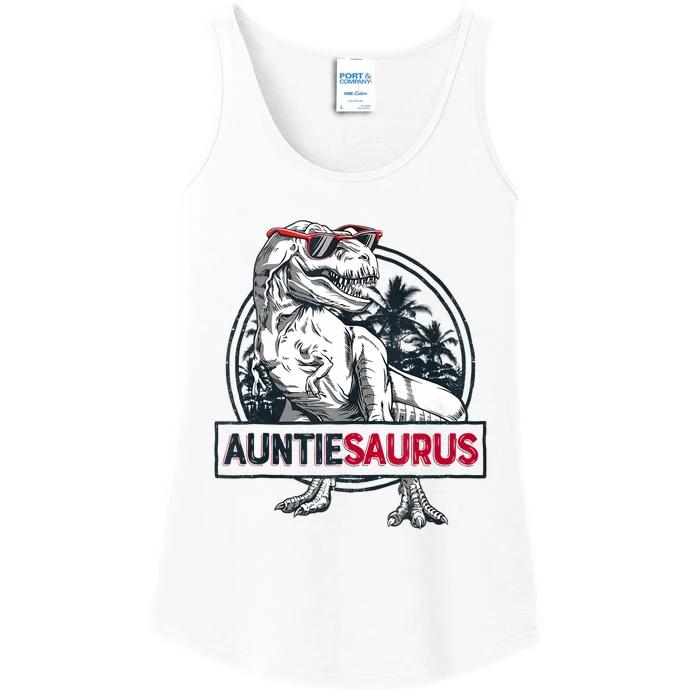 Auntiesaurus T Rex Dinosaur Auntie Saurus Family Matching Tank Top Ladies Essential Tank