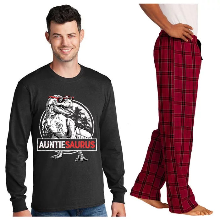 Auntiesaurus T Rex Dinosaur Auntie Saurus Family Matching Long Sleeve Pajama Set