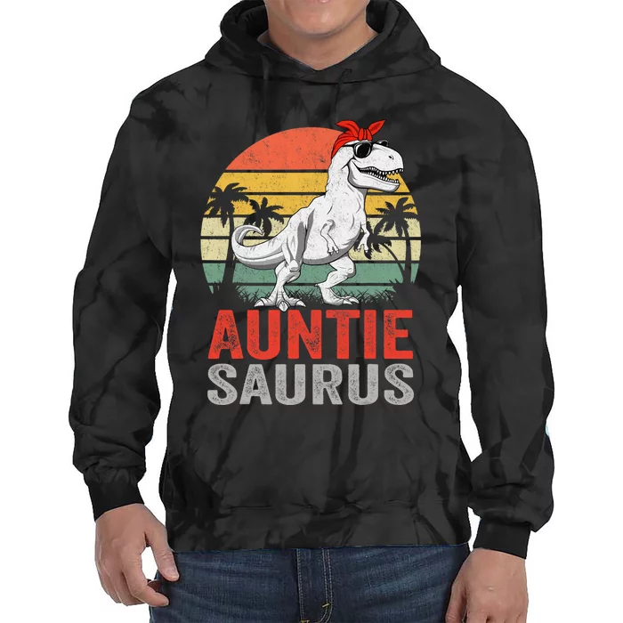 Auntiesaurus T Rex Dinosaur Auntie Saurus Family Matching Tie Dye Hoodie