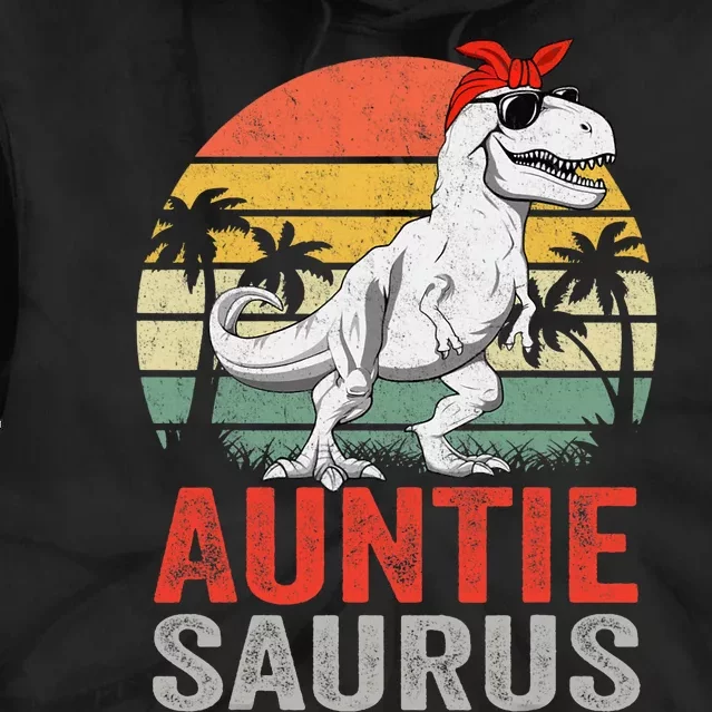 Auntiesaurus T Rex Dinosaur Auntie Saurus Family Matching Tie Dye Hoodie