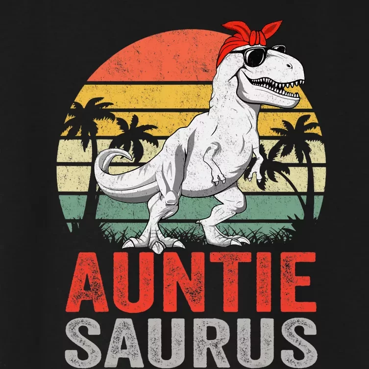 Auntiesaurus T Rex Dinosaur Auntie Saurus Family Matching Women's Crop Top Tee