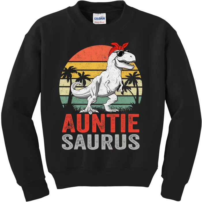 Auntiesaurus T Rex Dinosaur Auntie Saurus Family Matching Kids Sweatshirt