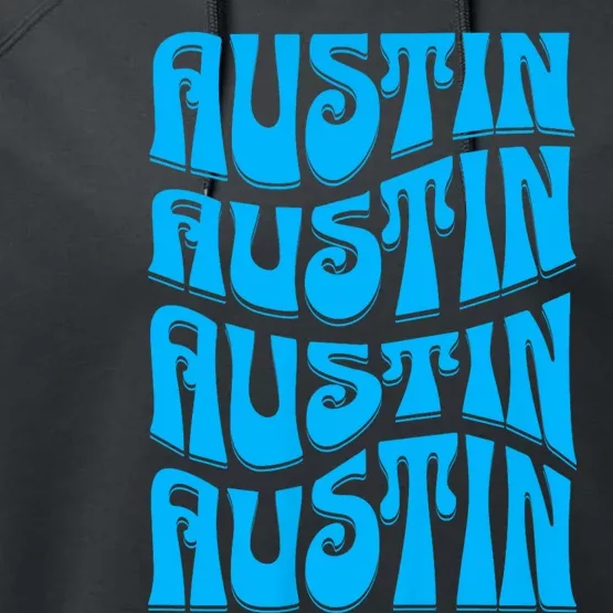 Austin Texas Retro 60s 70s Style Design Performance Fleece Hoodie