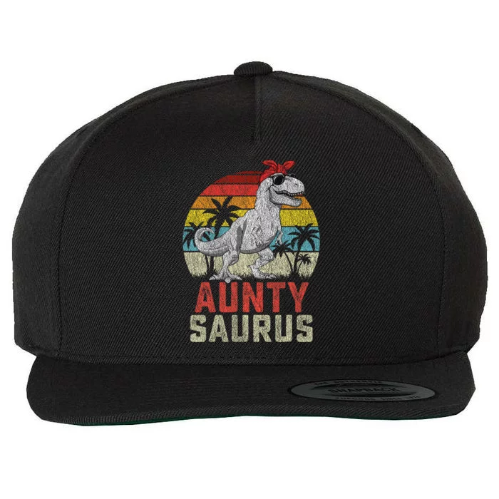 Auntysaurus T Rex Dinosaur Aunty Saurus MotherS Family Wool Snapback Cap