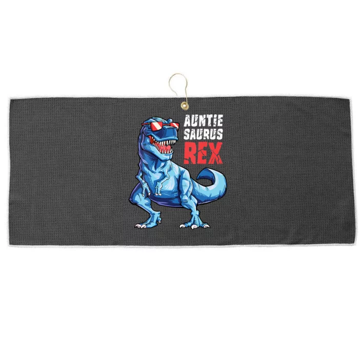 Auntiesaurus T Rex Dinosaur Auntie Saurus Family Matching Vneck Large Microfiber Waffle Golf Towel