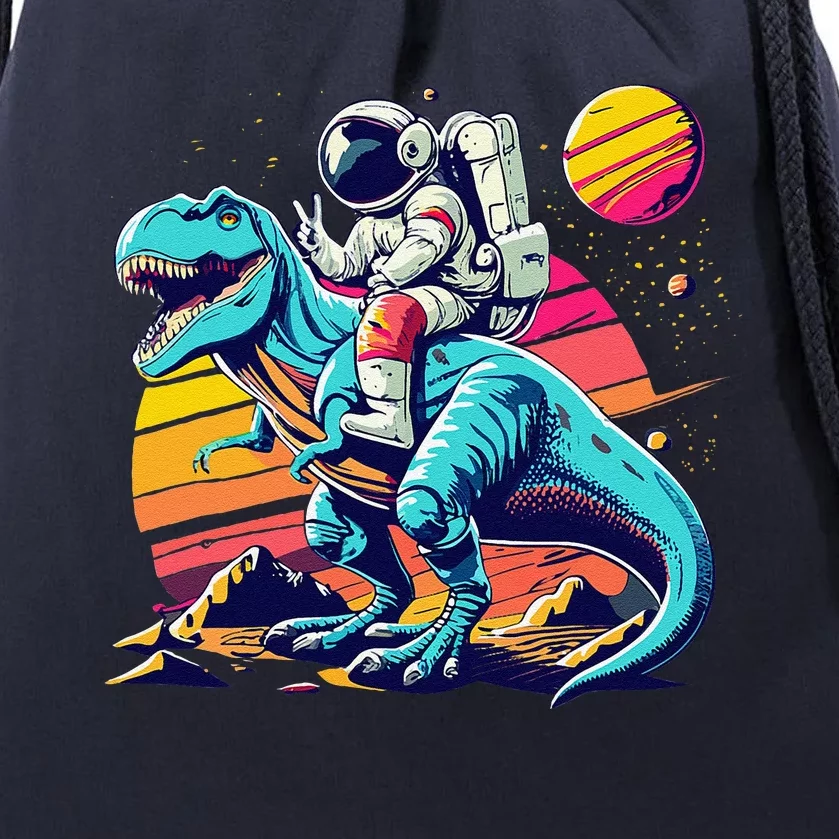 Astronaut T Rex Space Birthday Funny Drawstring Bag