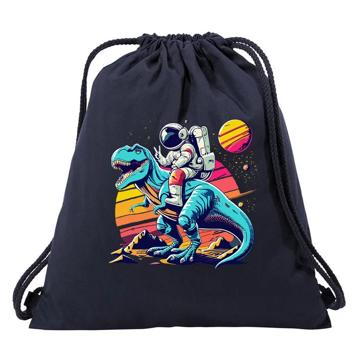 Astronaut T Rex Space Birthday Funny Drawstring Bag