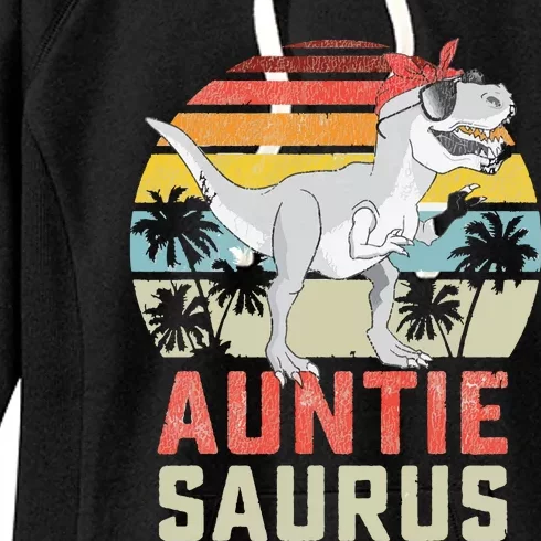 Auntiesaurus T Rex Dinosaur Auntie Saurus Family Matching Women's Fleece Hoodie