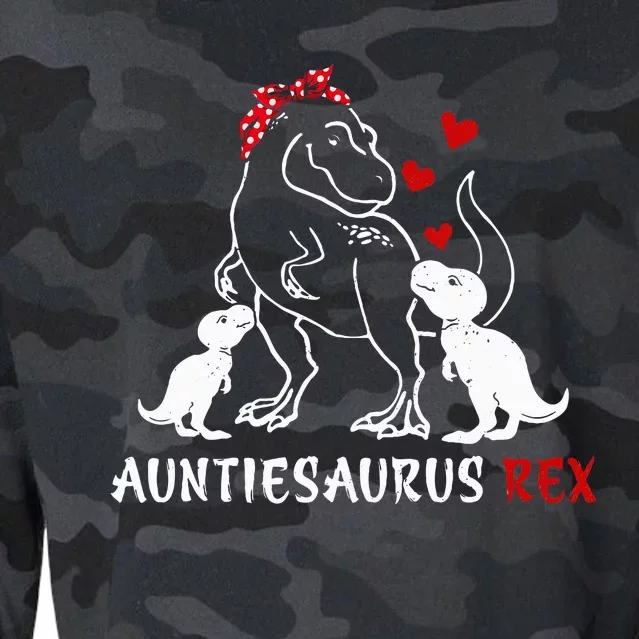 Auntiesaurus T Rex Dinosaur Mothers Day Christmas Cropped Pullover Crew