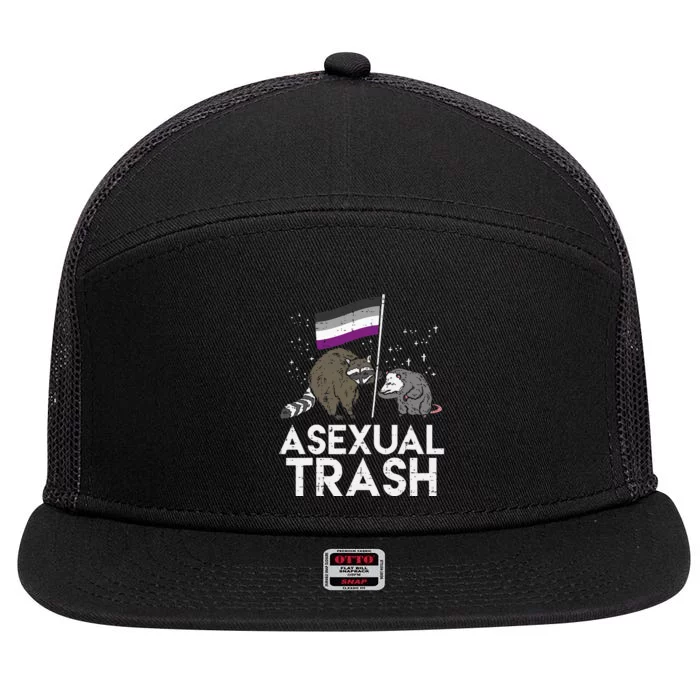 Asexual Trash Raccoon Opossum Asexual Flag Ace Pride Lgbtq 7 Panel Mesh Trucker Snapback Hat