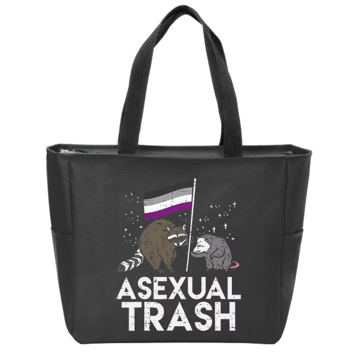 Asexual Trash Raccoon Opossum Asexual Flag Ace Pride Lgbtq Zip Tote Bag