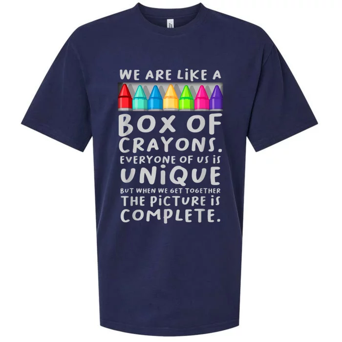 Ack To School Teacher We Are Like A Box Of Crayons Sueded Cloud Jersey T-Shirt