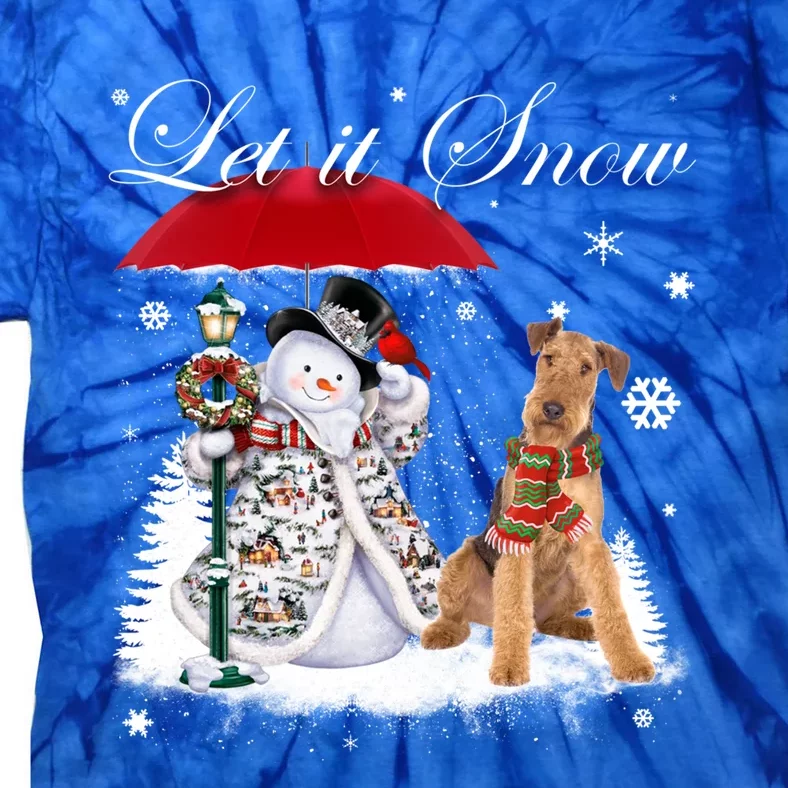 Airedale Terrier Santa Dog Christmas Snow Xmas Pajama Gift Tie-Dye T-Shirt