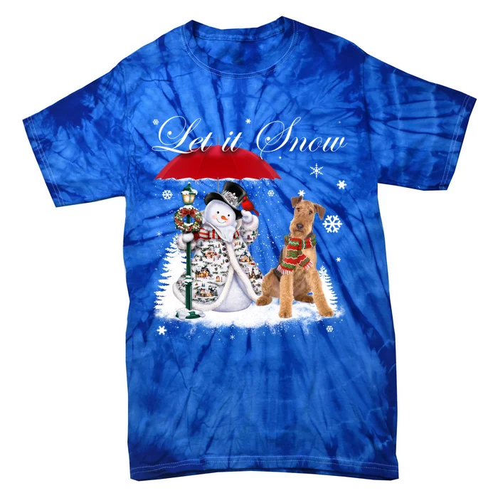 Airedale Terrier Santa Dog Christmas Snow Xmas Pajama Gift Tie-Dye T-Shirt