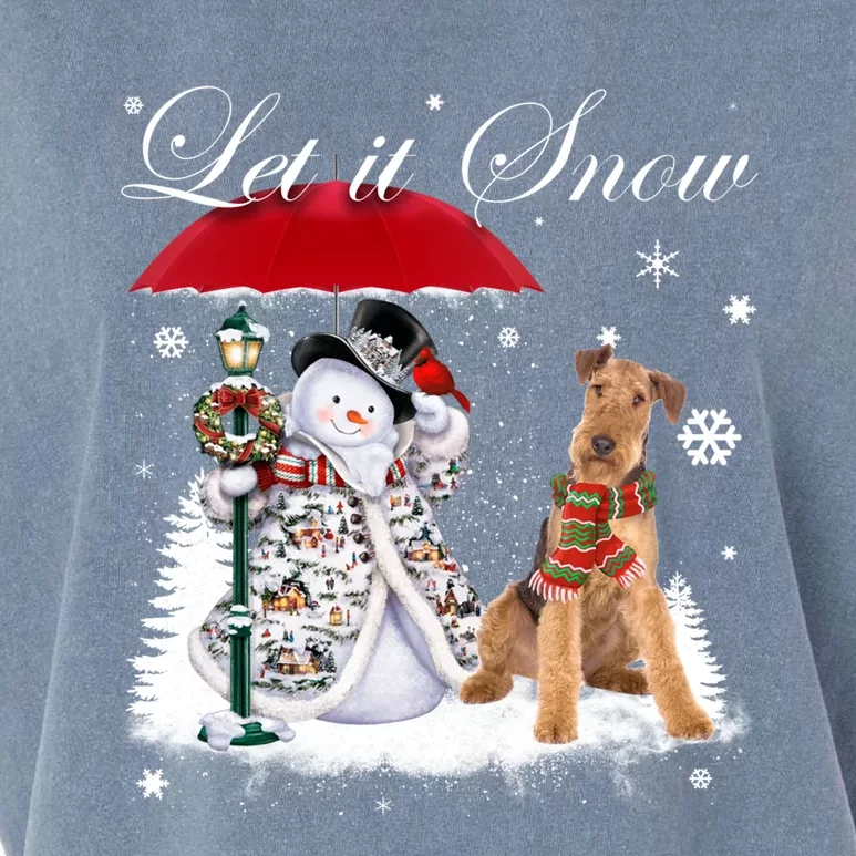 Airedale Terrier Santa Dog Christmas Snow Xmas Pajama Gift Garment-Dyed Women's Muscle Tee