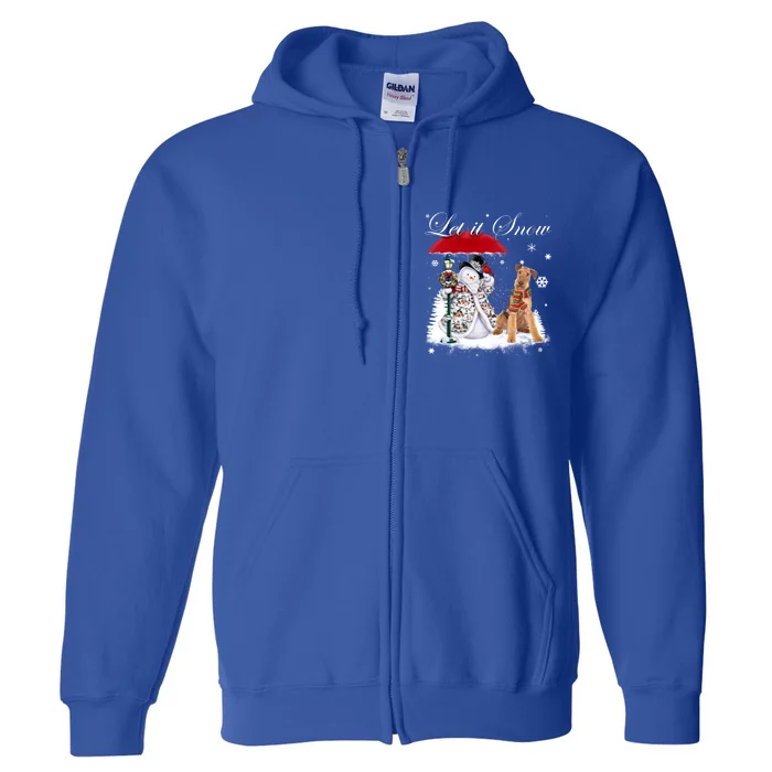 Airedale Terrier Santa Dog Christmas Snow Xmas Pajama Gift Full Zip Hoodie