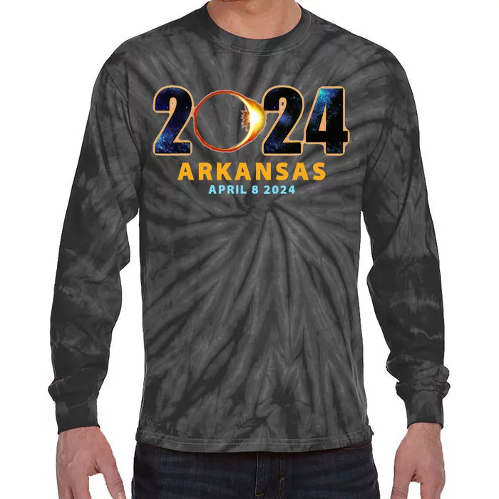 Arkansas Total Solar Eclipse 2024 Tie-Dye Long Sleeve Shirt