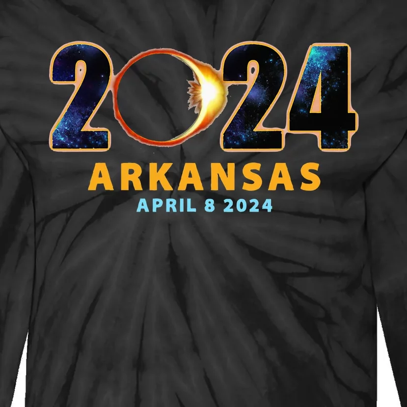 Arkansas Total Solar Eclipse 2024 Tie-Dye Long Sleeve Shirt