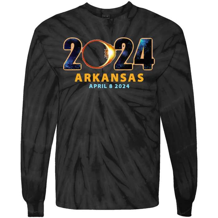 Arkansas Total Solar Eclipse 2024 Tie-Dye Long Sleeve Shirt