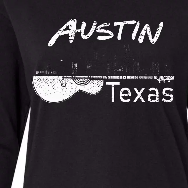 Austin Texas Souvenir Guitar Music Lover Austin Womens Cotton Relaxed Long Sleeve T-Shirt