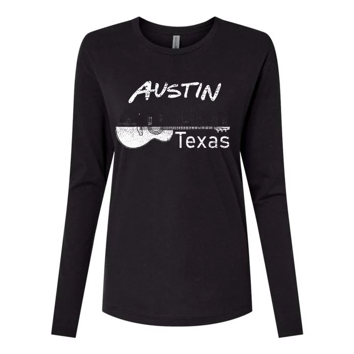 Austin Texas Souvenir Guitar Music Lover Austin Womens Cotton Relaxed Long Sleeve T-Shirt