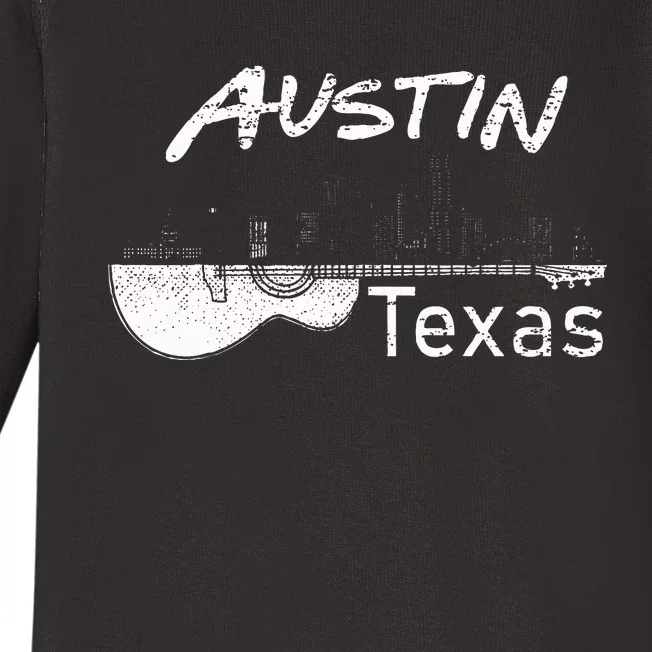 Austin Texas Souvenir Guitar Music Lover Austin Baby Long Sleeve Bodysuit