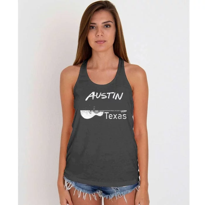 Austin Texas Souvenir Guitar Music Lover Austin Women's Knotted Racerback Tank