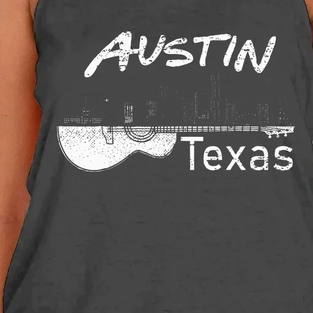 Austin Texas Souvenir Guitar Music Lover Austin Women's Knotted Racerback Tank