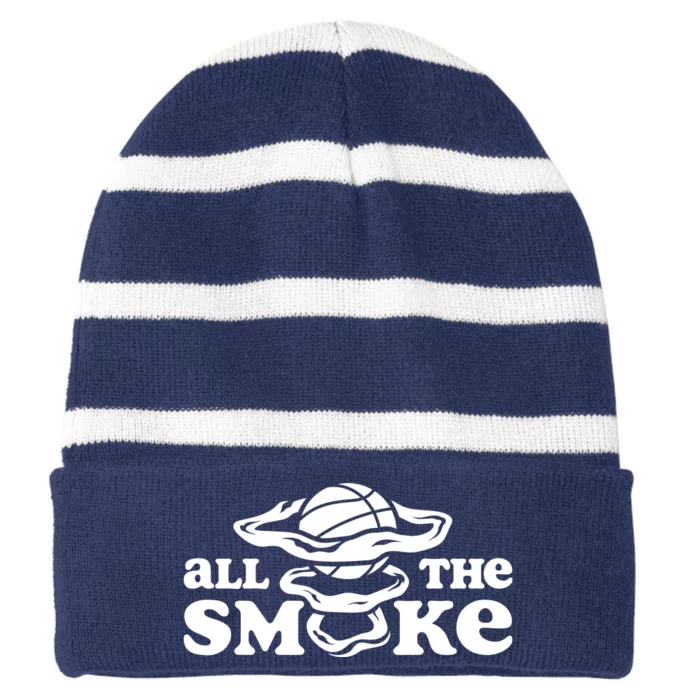 All The Smoke Funny Basketball Podcast Striped Beanie with Solid Band