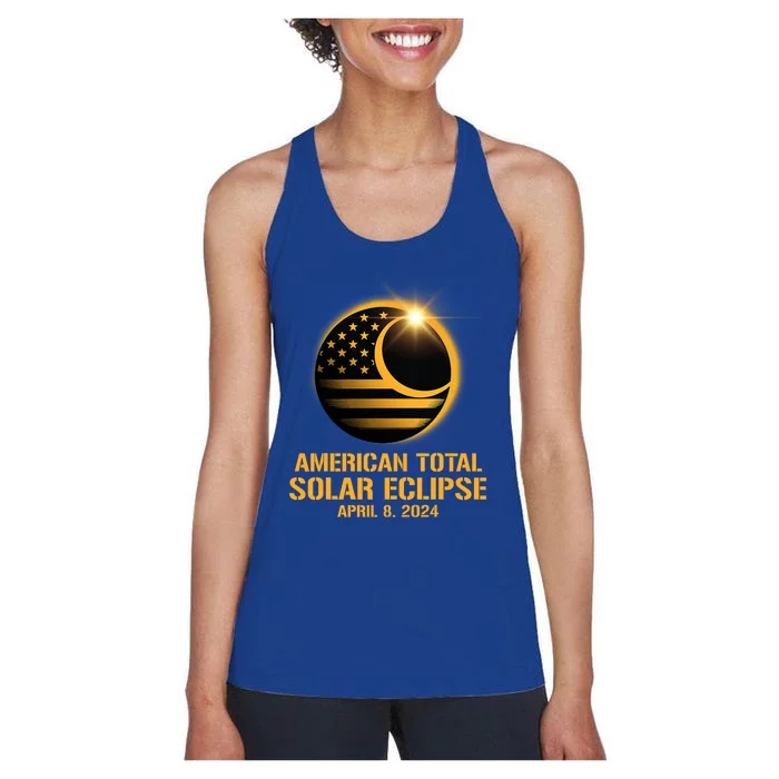 American Total Solar Eclipse April 8 2024 Totality Astronomy Women's Racerback Tank