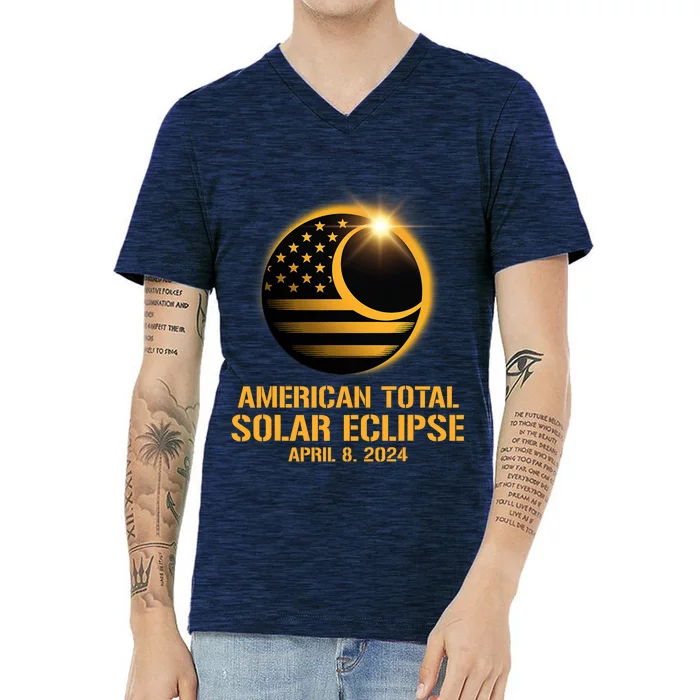 American Total Solar Eclipse April 8 2024 Totality Astronomy V-Neck T-Shirt