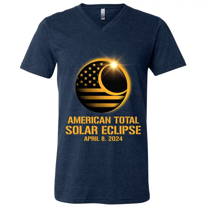 American Total Solar Eclipse April 8 2024 Totality Astronomy V-Neck T-Shirt