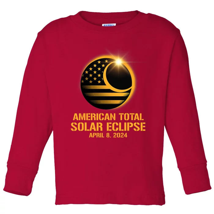 American Total Solar Eclipse April 8 2024 Totality Astronomy Toddler Long Sleeve Shirt