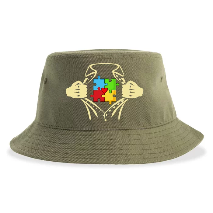 Autism Teacher Superhero Sustainable Bucket Hat